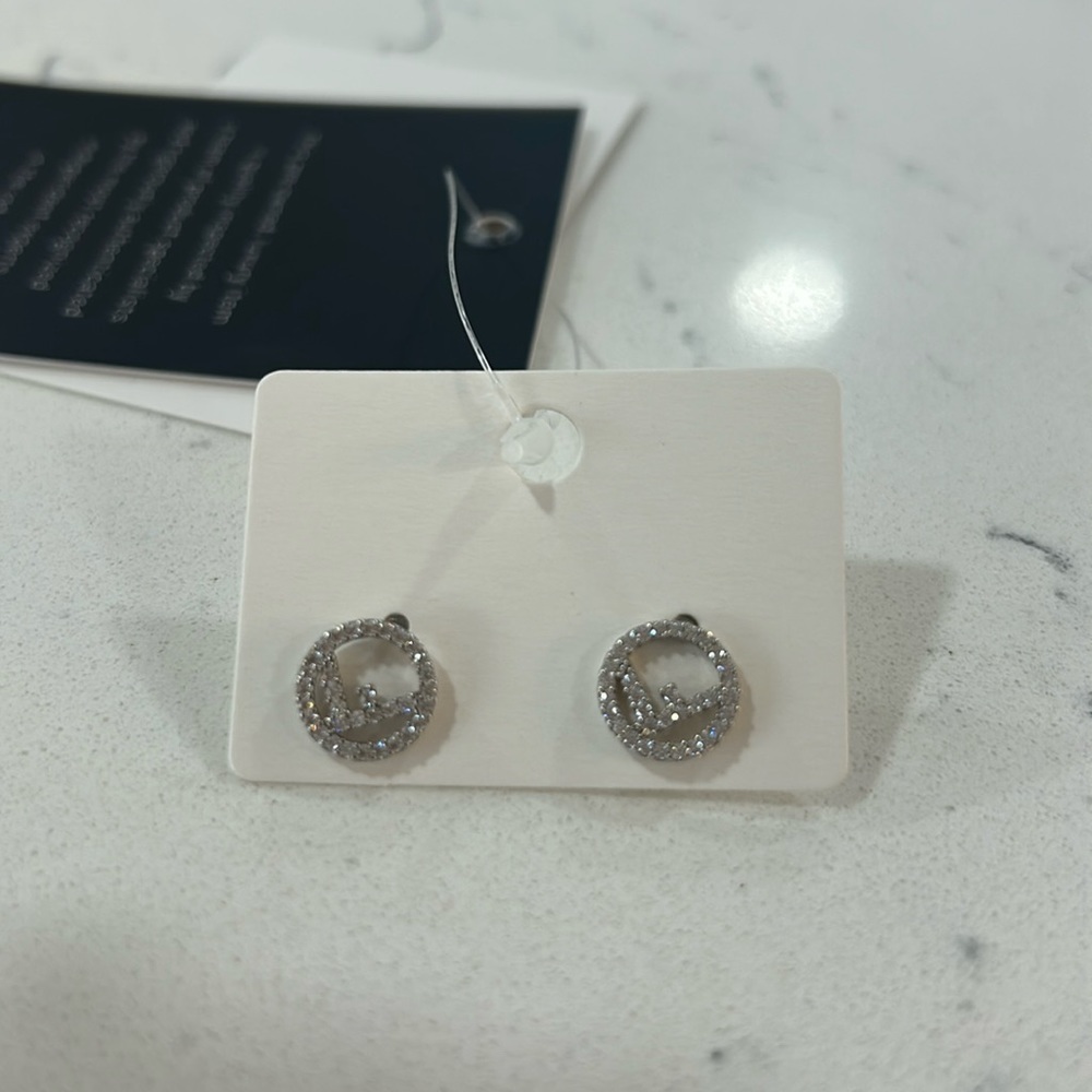 Fendi Silver Crystal Earrings